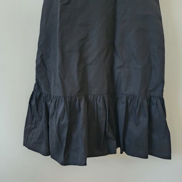 NWT J Crew Black Dress 2 Style H2438 Solid Black Bow Dropwaist Dress - Picture 2 of 8